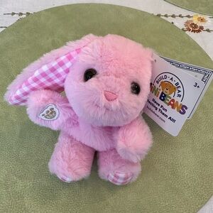 NWT Build-A-Bear Pink Gingham Pawlette Pink Bunny Plush